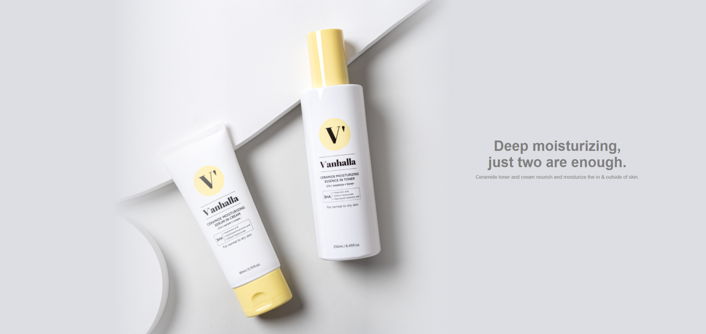 V'anhalla Ceramide Moisturizing Essence in Toner + Cream