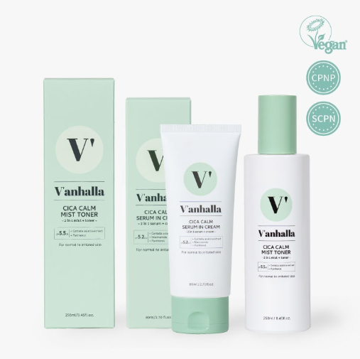 V'anhalla Cica Calm Mist Toner + Cica Calm Serum en crema