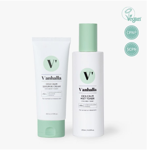 V'anhalla Cica Calm Mist Toner + Cica Calm Serum en crema